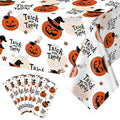 Trick or Treat Halloween Plastic Tablecloths 6 Pack - 54 x 108 Inch Pumpkin Design