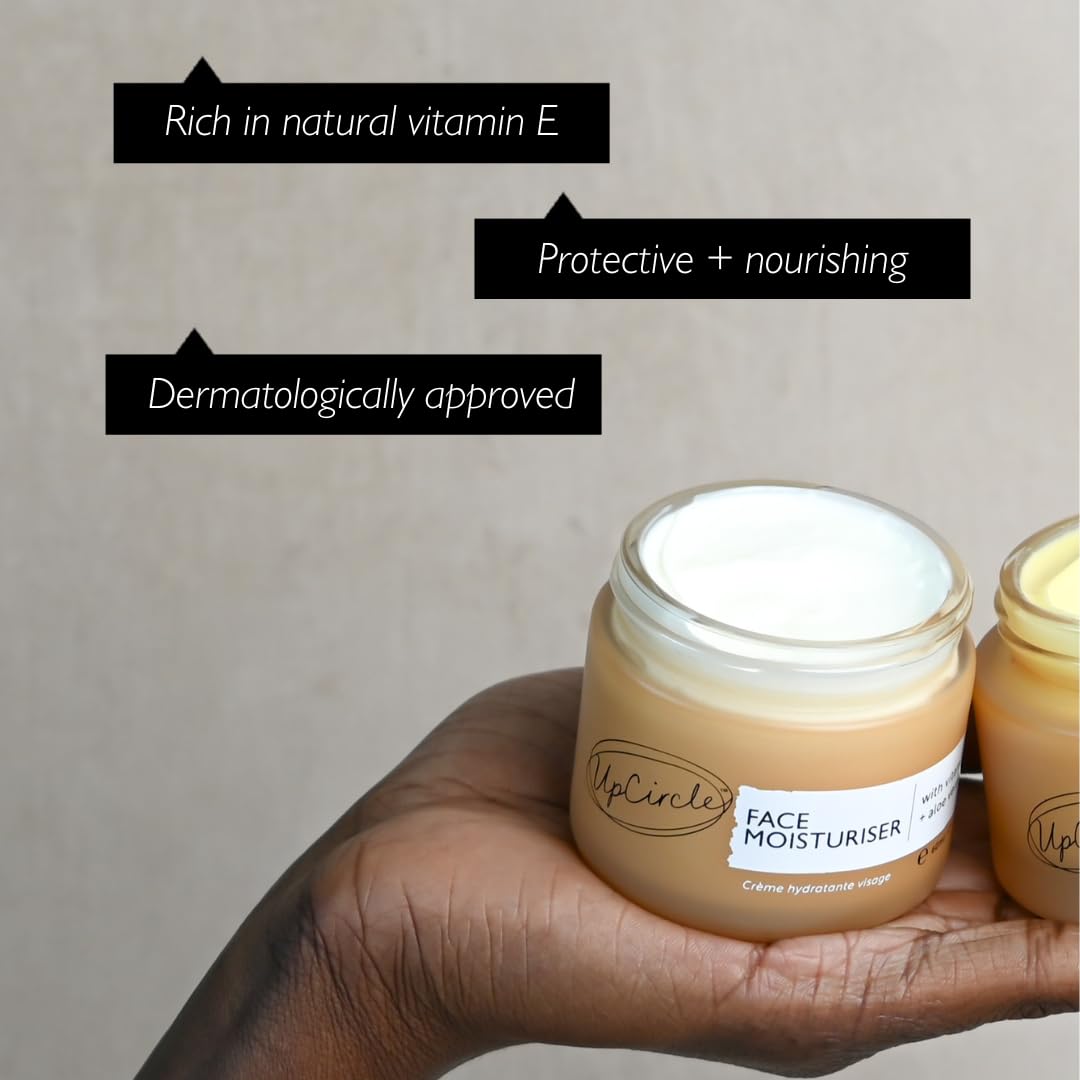 UPCIRCLE Face Moisturiser - Nourishing Day Cream with Argan Powder, Vitamin E & Aloe Vera - 1.7oz, Vegan & Cruelty-Free