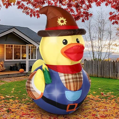 5ft Fall Inflatable Outdoor Thanksgiving Decor - Scarecrow Duck Variation