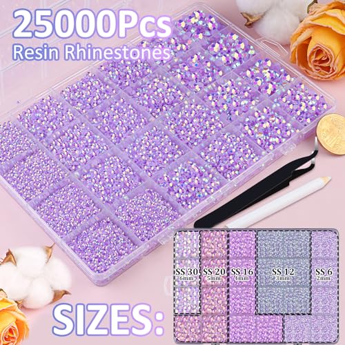 Lavender Purple AB Resin Rhinestones 25,000pcs for Crafts & DIY Projects + Glue