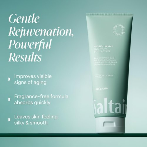 Saltair Retinol Revive Night Lotion – Dual-Action Retinol Body Lotion for Smoother, Firmer Looking Skin – Hydrating Moisturizer with Kelp, Allantoin & Glycerin – 13oz Pump Bottle