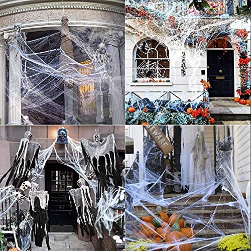 Halloween Spider Decorations Set with Cobwebs and Fake Spiders for Indoor Outdoor Yard Party