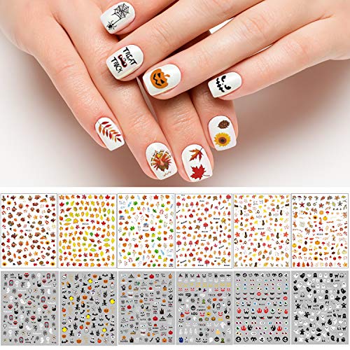 Halloween and Fall Nail Art Decals - 1000+ Self-Adhesive Stickers for Manicure & Pedicure