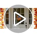 Pumpkin Shaped Halloween Door Sign with Blue Polka Dot Bow - Fall Decor