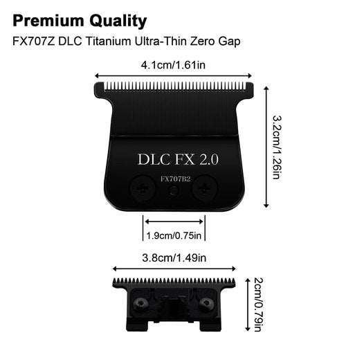2PCS Replacement Trimmer Blades Compatible with BaBylissPRO FX787 & FX726 Trimmer,FX707Z DLC 2.0 Trimmer Blades Compatible with BaByliss Barberology Trimmer Blades,Black