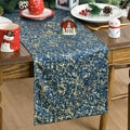 Dutch Fleece Table Runner - Navy Blue Glitter Metallic Holiday Decor 13x72 Inch
