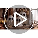 Pink Wicker Ghost Halloween Decor Set - Rustic Rattan Figurines, 3 Pieces
