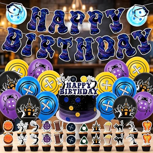 Halloween Birthday Party Decorations Set - 57 Pieces with Banner, Balloons & Backdrop