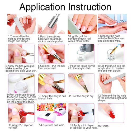 Acrylic Nail Kit for Beginners with Everything, with Professional Gel Nail Polish Kit with UV Light Nail Kit Set Acrylic Powder Kit Nail Art Tips Nail Art Decoration, DIY Nail Art Tool Nail Supplies