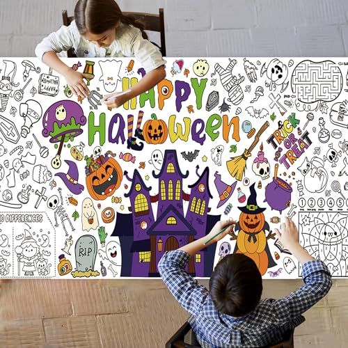 Halloween Giant Coloring Poster - 31.5 x 72 Inch, Group Activity & Party Decor