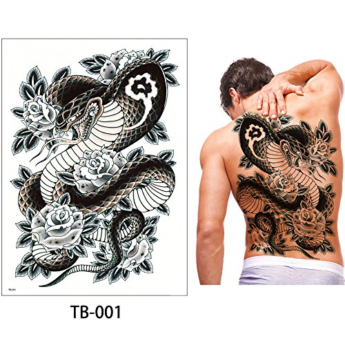 Full Back Realistic Temporary Tattoos - Tiger Design, Waterproof & Easy Removable