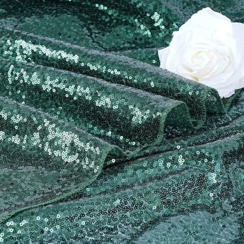 Emerald Green Sequin Rectangular Tablecloth 50x80 Inches for Wedding & Party Decor - Glitter Table Cover