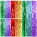 Rainbow Foil Fringe Backdrop Party Decorations - 5 Pack, 39.4 x 78.7 Inches