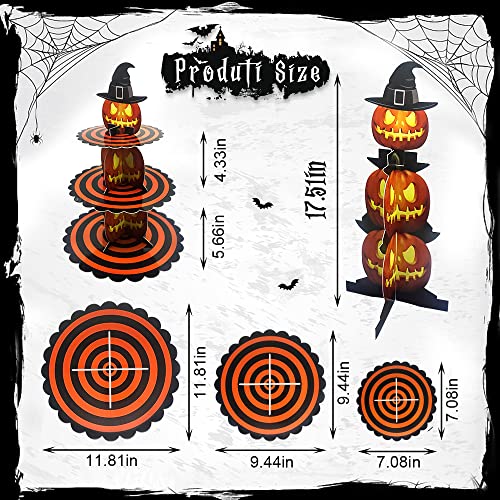Halloween Pumpkin Cupcake Stand 3-Tier Tower for Dessert Table - Orange Cardboard, Style 1