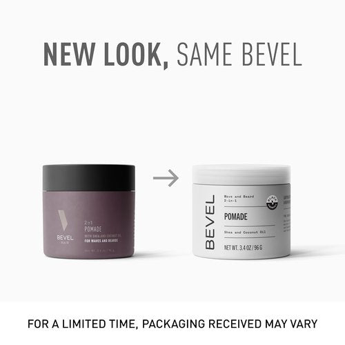 Bevel Beard Balm & Hair Pomade - Moisturizing Coconut Oil & Shea Butter Formula, 3.4 Oz | Reduces Frizz & Breakage
