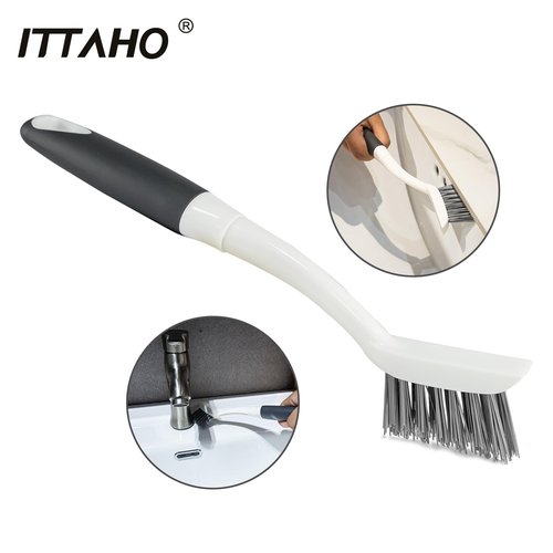 ITTAHO Shower Tile Tub Scrubber Brush with 4 Cleaning Heads,Floor Scrub Brush with 56''Long Handle, Shower Cleaner Brush & Grout Cleaner Brush Set for Shower,Tile, Tub, Bathroom,Kitchen,Walls,Sink