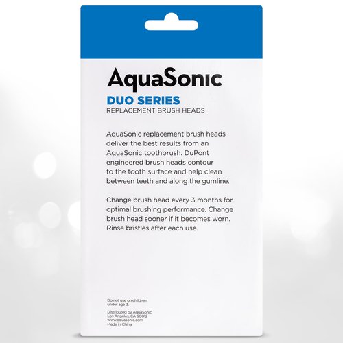 AquaSonic Genuine Duo Series Replacement Brush Heads | for Normal & Sensitive Teeth | Compatible with Duo Series & Home Dental Center Toothbrush Handles | NOT Compatible with Duo Series Pro