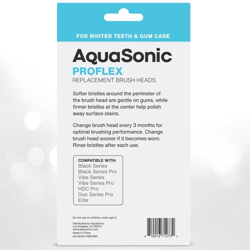 AquaSonic Genuine Duo PRO 8-Pack Replacement Brush Heads - Upgraded Proflex Brush Heads for Improved Plaque Removal - ADA Accepted - Genuine AquaSonic