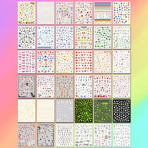 Holiday & Seasonal Nail Stickers Set - 36 Sheets Varied Designs for Nails