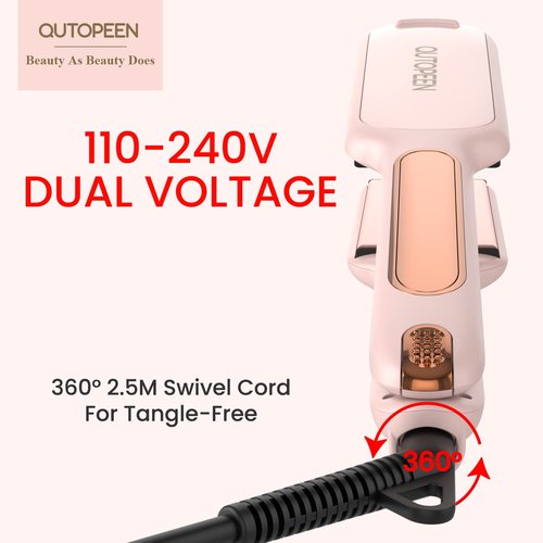 QUTOPEEN Fashion Pink Infrared 2 Inch Hair Straightener,2 Inch Wide Professional Ceramic Tourmaline Flat Iron with Big Temp Display,140F-450F Degree,Dual Voltage