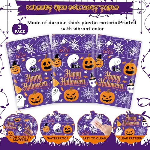 Halloween Tablecloths 3 Pack 54x108 Inch Orange Purple Cover Set - Purple Variation