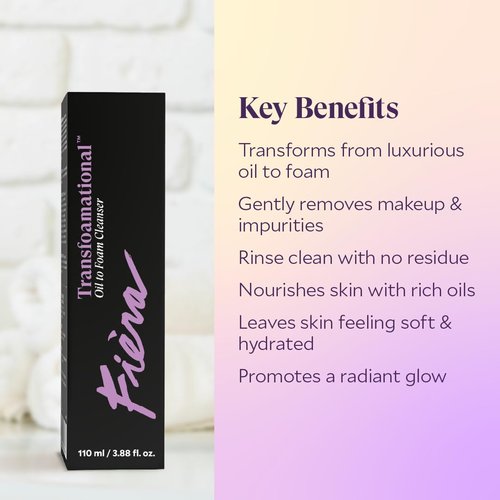 FIÈRA Oil to Foam Daily Facial Cleanser – Truffle Oil Complex, Fermented Plant Oils & Glycerin, Moisturizing and Nourishing, Soap-Free, Cruelty-Free, All Skin Types, 110ml 3.88 fl oz