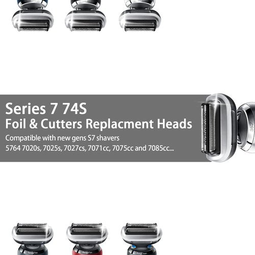 74S S7 Replacement Head for S7 Shavers, Stainless Steel Blades & Precision Foil, Smooth Shave No Pulling.