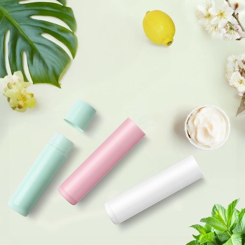 JuLand 50 Packs Empty Lip Balm Tubes 5.5ml - Refillable Round Lipstick Containers and BPA Free, Leak-Free Lip Balm Empty Containers for DIY (Mix Color)