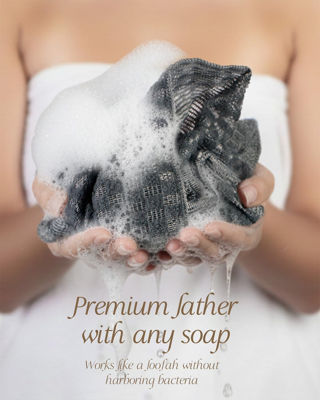 Yiclick Exfoliating Washcloth Towel, Back Scrubber for Shower, Exfoliating Body Scrubber Exfoliator, Japanese Wash Cloth for Body Scrub, Bath Exfoliate Rags Loofah Lufa Sponge for Women Men