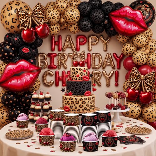 Cherry Leopard Print Paper Cups 9oz - 50 Pack Party Snack Bowls, Variation of THIS listing