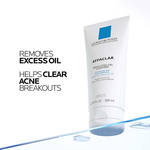La Roche-Posay Effaclar Medicated Gel Cleanser, 2% Salicylic Acid Cleanser + LHA + Glycerin, Foaming Acne Face Wash, Helps Clear & Prevent Acne Breakouts, Oil Free, Targets Excess Oil