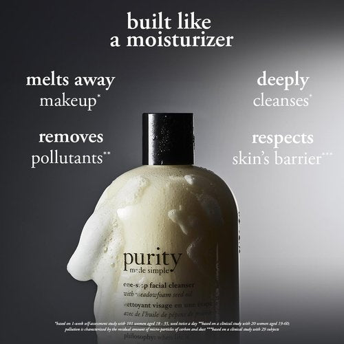 Philosophy Purity Made Simple Facial Cleanser - Gently Cleanses & Removes Makeup with Meadowfoam Seed Oil | Paraben-Free 8 oz