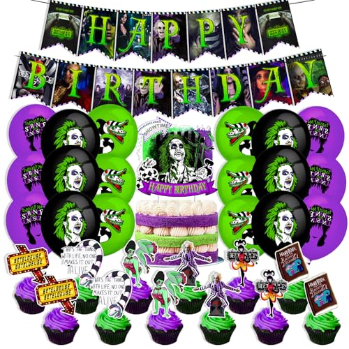 Halloween Birthday Decorations Set with Horror Beetleju Characters - 32 Pieces