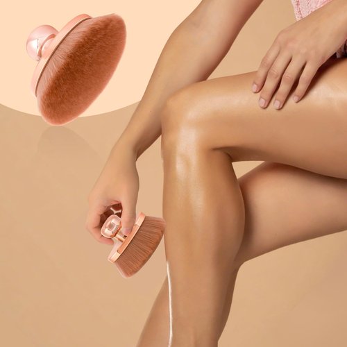 UNIMEIX Blend & Blur Extra Large Body Makeup Brush with Drawstring Bag, 4.5 Inch Wide-headed Sunscreen Applicator Kabuki Brush for Face, Legs, Body (RoseGold)