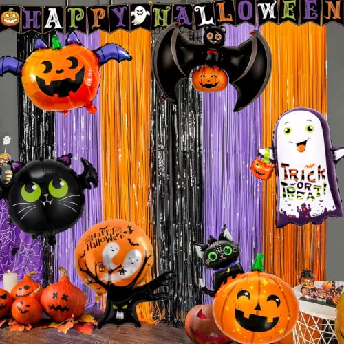 Halloween Balloons Set with Ghost Bat Pumpkin and Spider Decorations