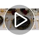 Black and Gold Plastic Dinnerware Set - 150 Pieces for Parties & Events