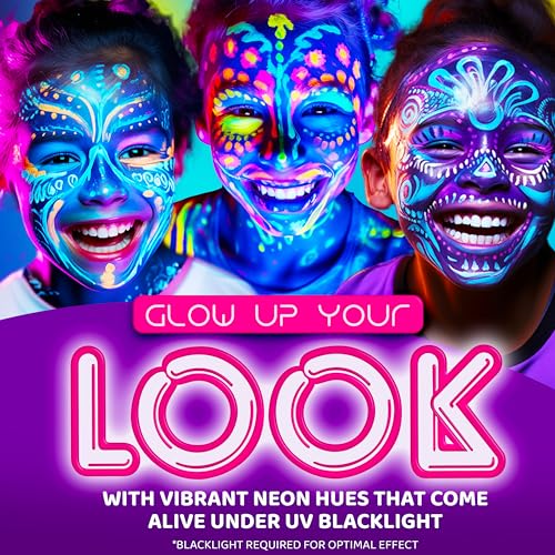 Neon Blue Face & Body Paint - Water Activated, 30g for Costume & Halloween