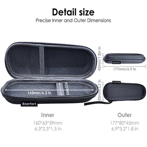 Enerfort Hard EVA Razor Travel Case Compatible with Gillette Men's Razor - Mesh Pocket for 2 Razor Blades + Lightweight Carrying Handle + Durable Zipper (Only Case) (Black)