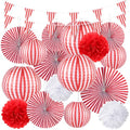 Circus Party Decorations Set - Red & White Carnival Halloween Decor, 18 Pieces