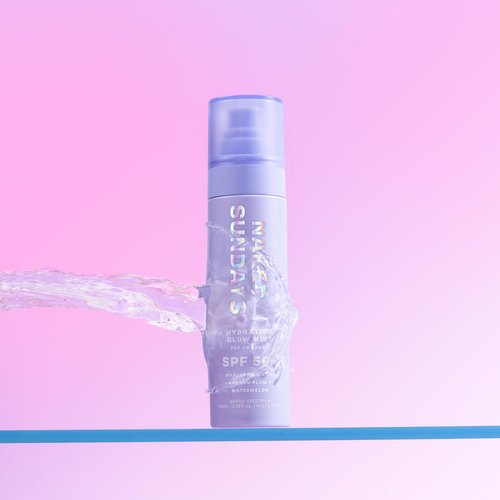 Naked Sundays SPF 50 Hydrating Glow Face Mist - Daily Sunscreen Spray & Makeup Setting Spray with Hyaluronic Acid, Lightweight, Non-Greasy & Hydrating, 75ml