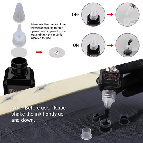 Tattoo Ink,Solong S Series 6.7oz(200ml) Professional Black Tattoo Ink for Various Tattoo-Concentrated Black Tattoo Supplies,TI303S-200-030
