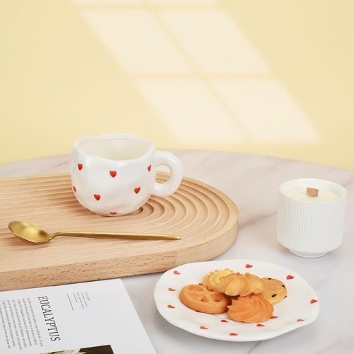 Koythin Ceramic Coffee Mug - Cute Red Heart Design | 10 oz Cup for Office & Home Use