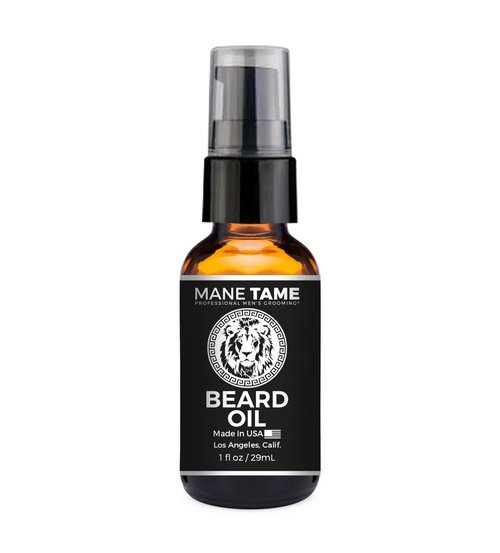 MANE TAME Beard Oil - Made with Certified Organic Hemp Oil - No Fuss Pump 1oz. Bottle - Softens Your Beard and Stops Itching - Great Beard Oil and Conditioner For Men