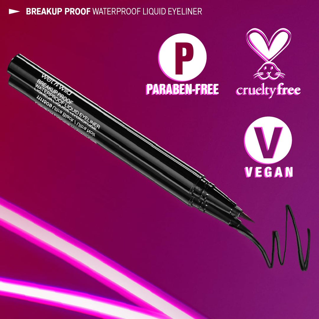 Wet n Wild Mega Last Liquid Eyeliner - Waterproof, Ultra-Fine Brush, 16-Hour Wear | Cruelty-Free & Vegan - Black