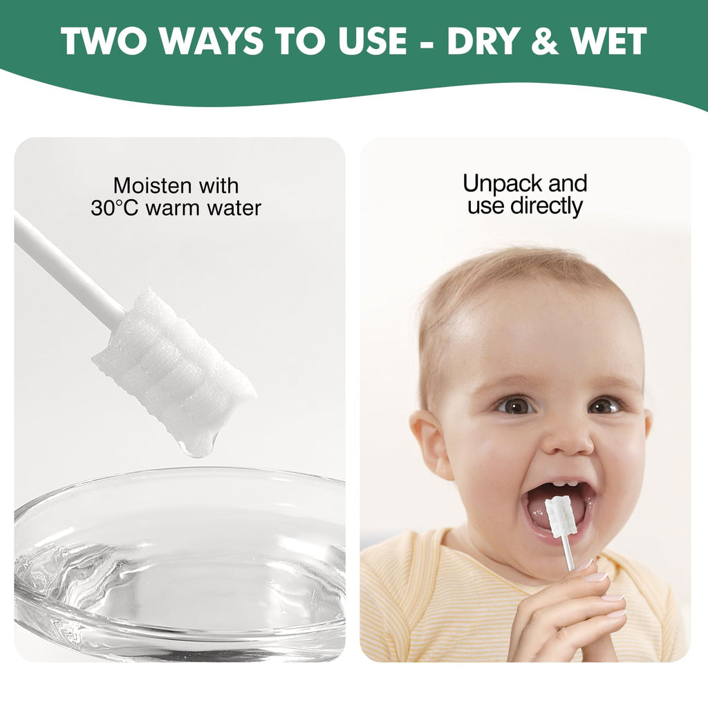 Yruzqne 52Pcs Baby Tongue Cleaner, Disposable Baby Toothbrush Oral Cleaner, Infant Gum and Tooth Cleaning Stick for Newborns, Toddler Mouth Cleaner