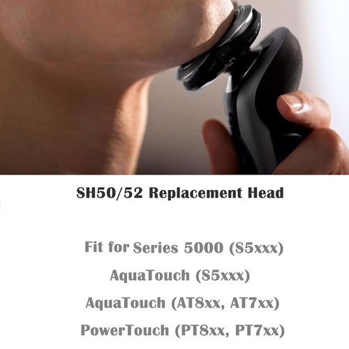 Philips SH50/52 Replacement Heads - Compatible Blades for Series 5000 Electric Shaver | 3-Pack with Brush