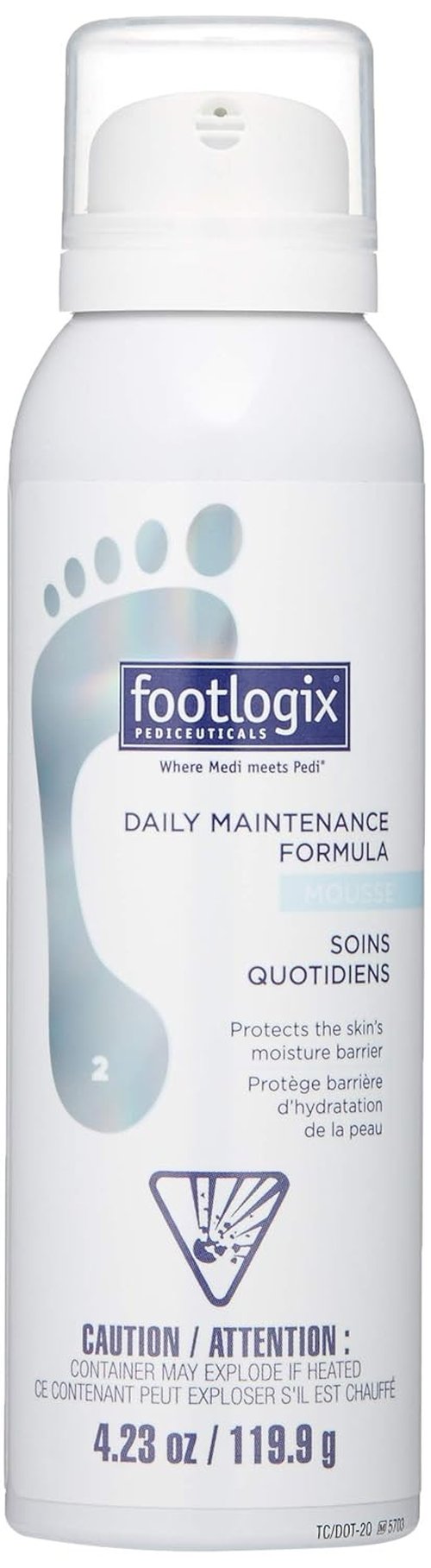 Footlogix Daily Maintenance Formula - Moisturizing Foot Mousse for Normal to Dry Skin | 4.23oz
