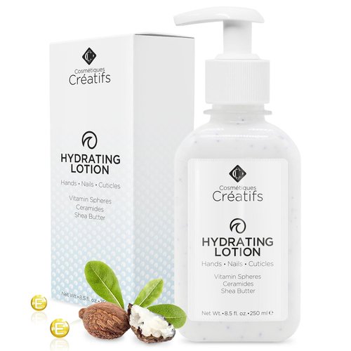 Cosmétiques Créatifs Hydrating Lotion for Dry Hands, Nails, and Cuticles, 8.5 fl. oz., Daily Moisturizing Skincare for Soft, Sensitive Skin with Shea Butter and Ceramides