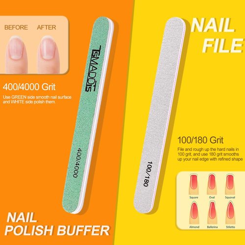Nail File and Buffer, TsMADDTs Manicure and Pedicure Tool Kit with Files and Buffers Block Set, Polish Buffer, Cuticle Pusher, Cuticle Nipper, Peeler, File Lifters for Toenail,13 pcs Nail Care Kit