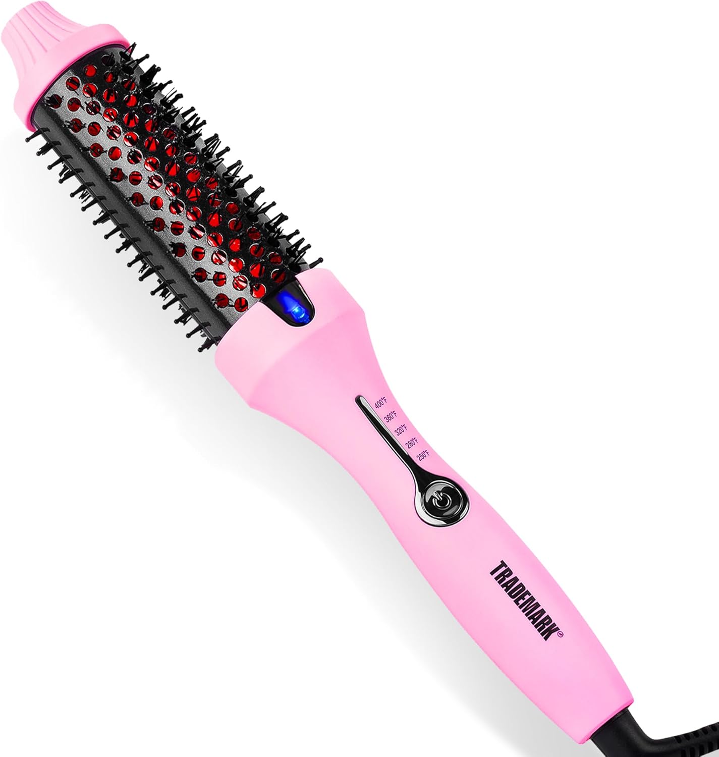 Trademark Beauty Infrared Ionic Thermal Styling Brush - 1.5 Inch Round Barrel for Frizz Control & Shine - Pink